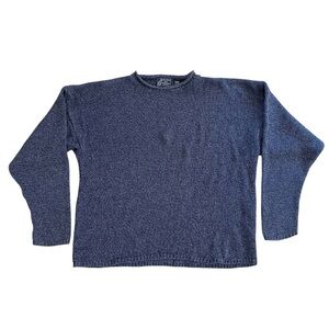 Peconic Bay Traders Roll Neck Knit Sweater Blue Mens Size XL Made In USA - VTG